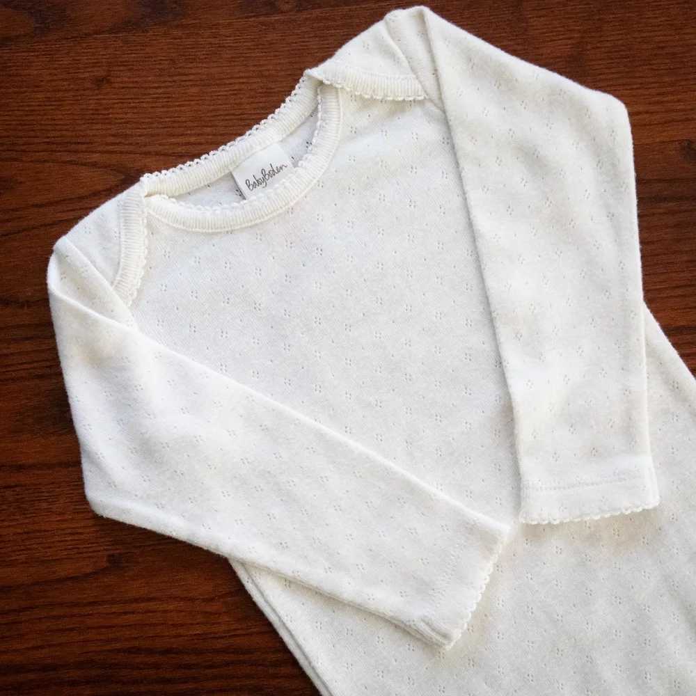 NWOT Baby Boden Pointelle Long Sleeve Onesie - Picture 9 of 9